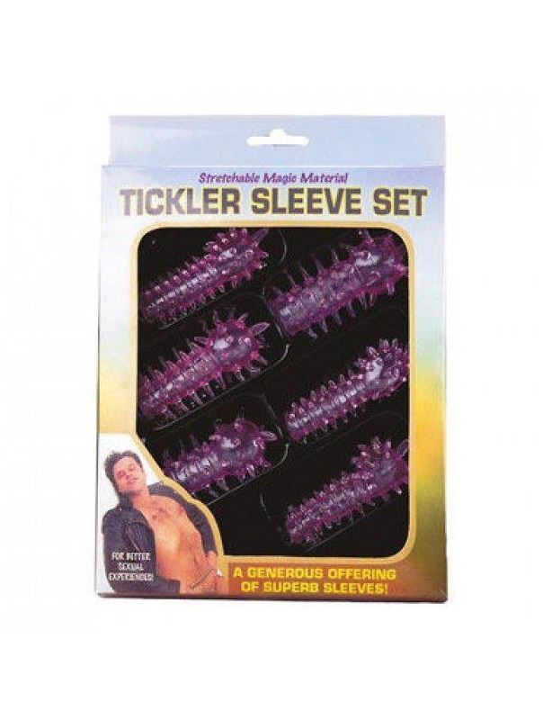 Набор TICKLER JELLY SLEEVE SET из 6 розовых закрытых насадок на пенис с шипами