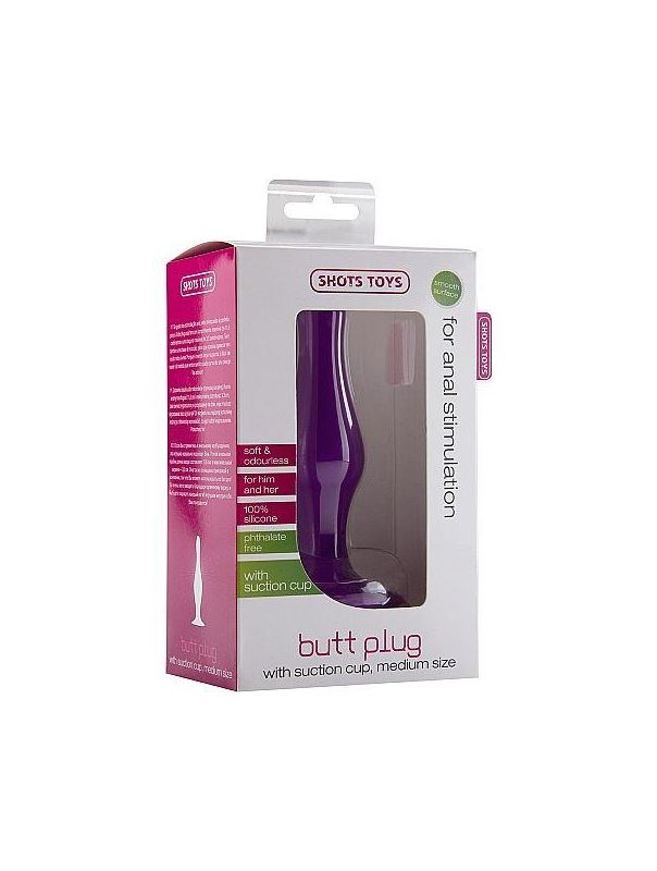 Фиолетовая анальная пробка с длинным кончиком Butt Plug with Suction Cup Medium