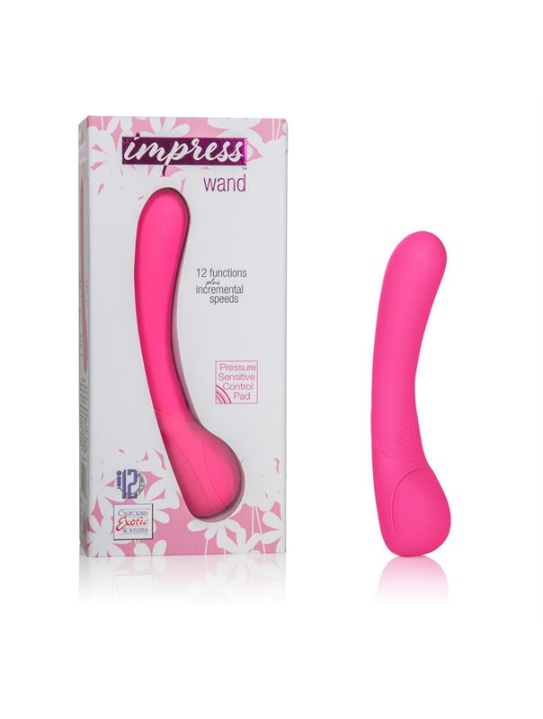 Розовый вибромассажер Impress Wand - 12 см.