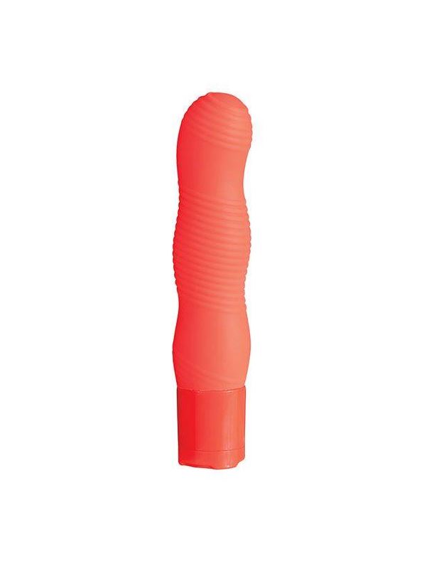 Оранжевый вибромассажёр с рельефом PURE 3.5INCH VIBRATOR ORANGE - 9 см.