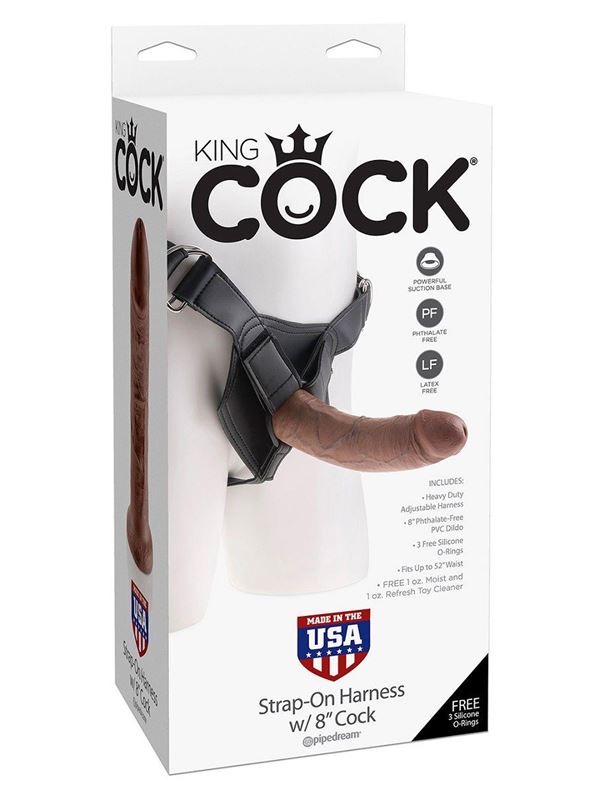 Коричневый страпон на трусиках Strap-on Harness Cock - 20,3 см.