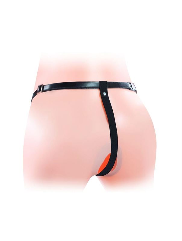 Телесный фаллопротез с вибрацией Vibrating Unisex Hollow Strap On - 19 см.
