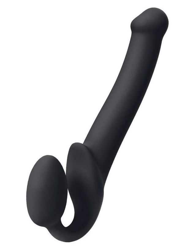 Черный безремневой страпон Silicone Bendable Strap-On L