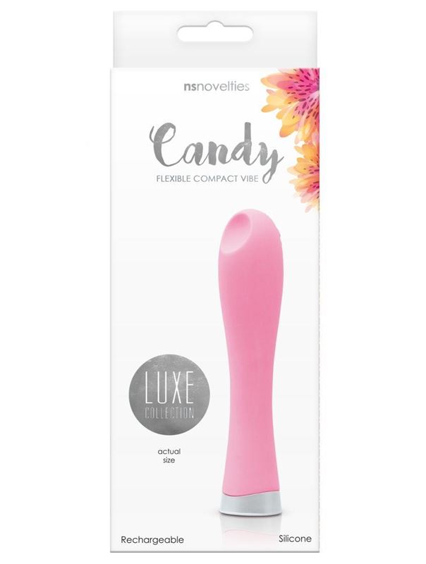 Розовый силиконовый вибромассажер с ямкой Luxe Candy (10,2 см)