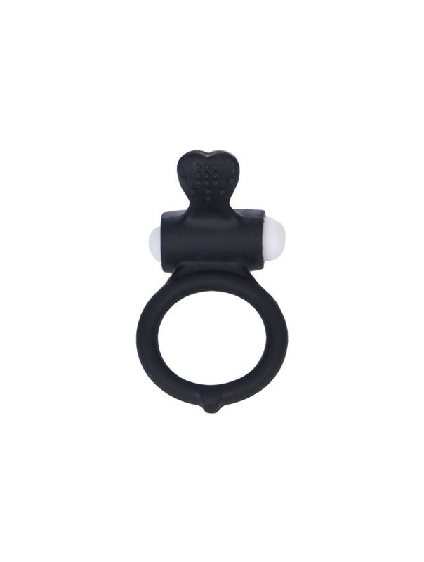 Чёрное виброкольцо для пениса Power Heart Clit Cockring