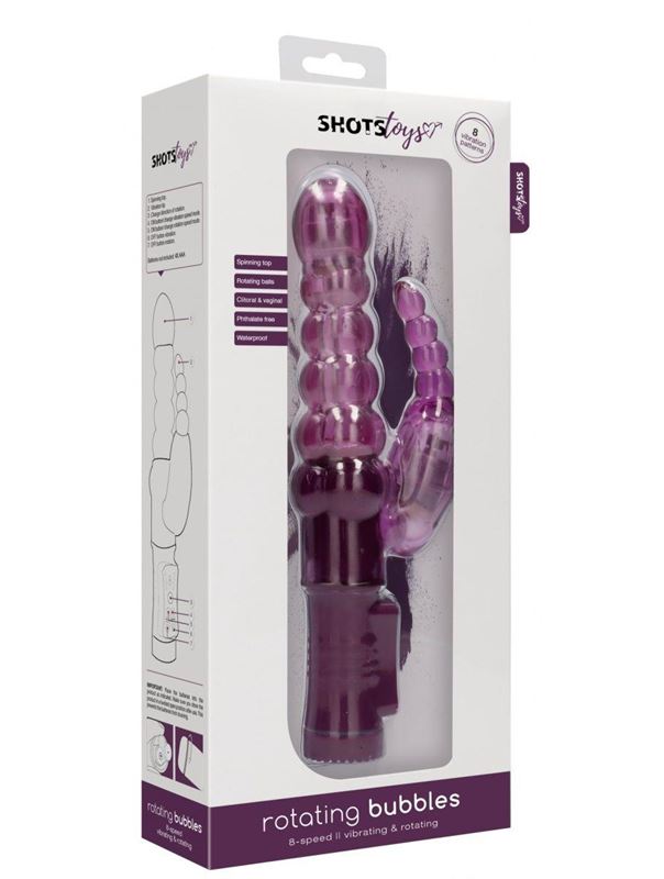 Фиолетовый вибратор кролик Rotating Bubbles (23,2 см)