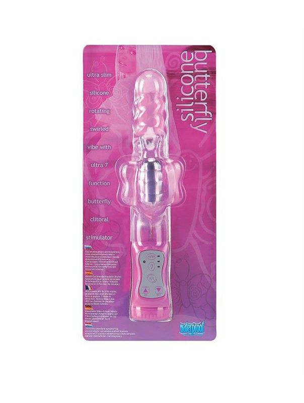 Ротатор Silicone Butterfly со стимулятором клитора-бабочкой (21,5 см)