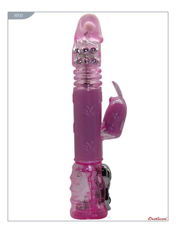 Розовый вибратор EROTICON VERVE RABBIT с металлическими шариками (29 см)
