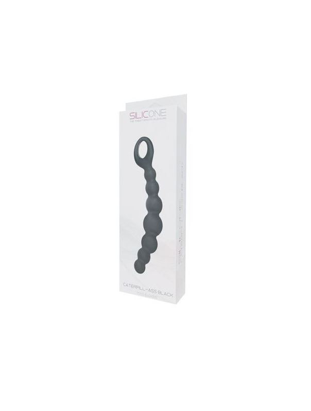 Чёрная анальная цепочка CATERPILL-ASS SILICONE BLACK - 19,5 см.