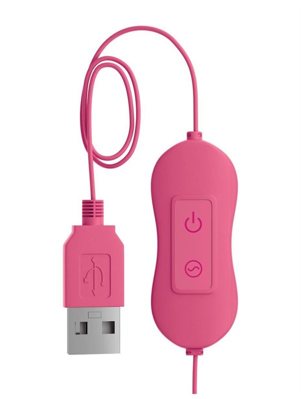 Розовая вибропуля Cute в форме кролика работающая от USB
