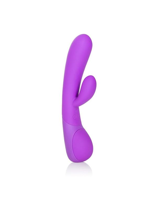 Фиолетовый вибромассажер Impress “g” со стимуляцией клитора - 18 см.
