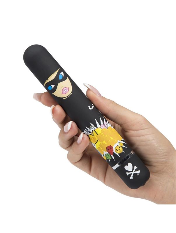 Чёрный вибратор CLASSIC VIBRATOR BLACK ROBBER WOMAN - 18,4 см.