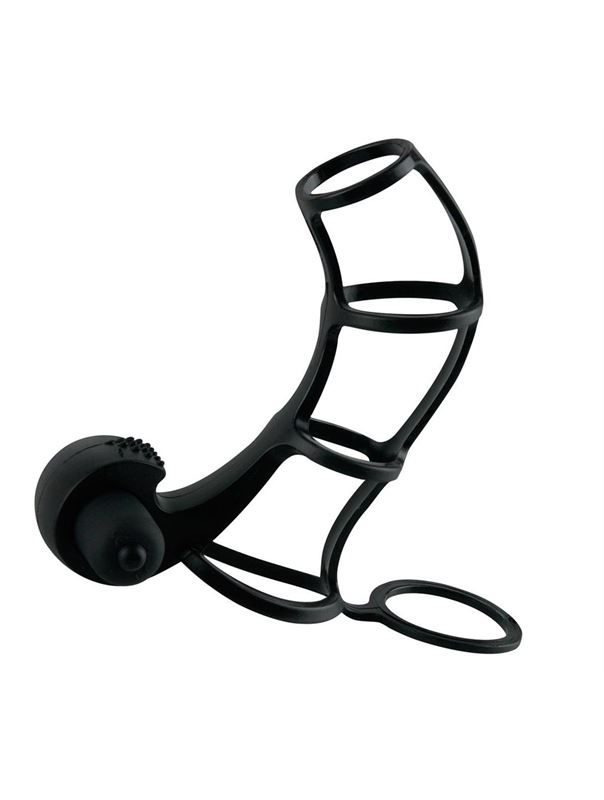 Чёрная вибронасадка Beginners Silicone Power Cage - 12 см. 