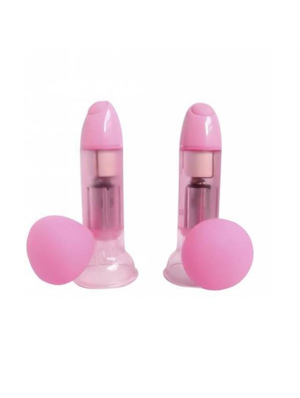 Розовые виброприсоски-стимуляторы для сосков Vibrating Nipple Pumps