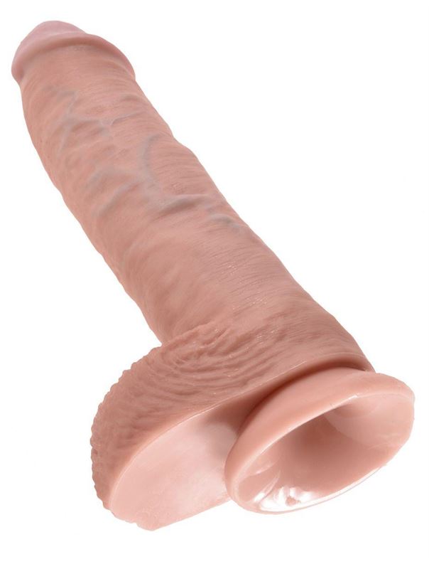 Большой фаллоимитатор с мошонкой 10" King Cock with Balls на присоске (25,4 см)
