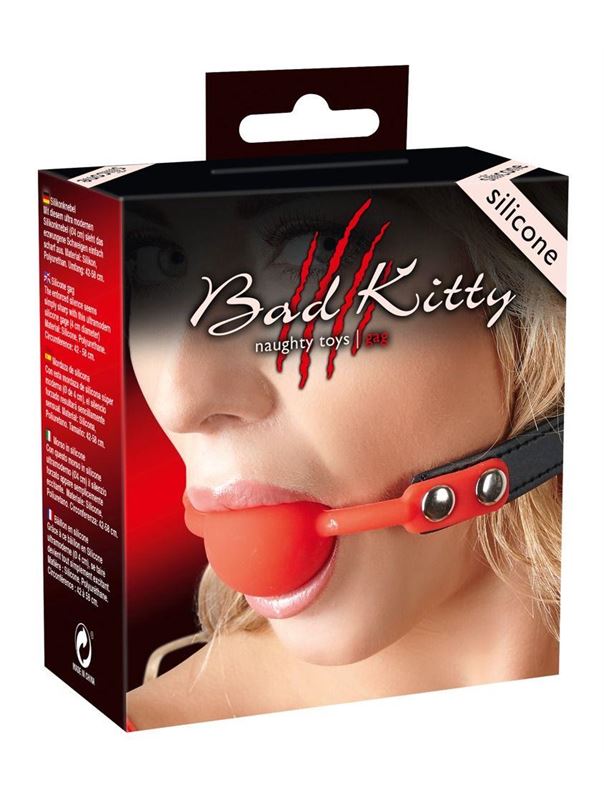 Силиконовый кляп-шар на чёрных ремешках Red Gag silicone