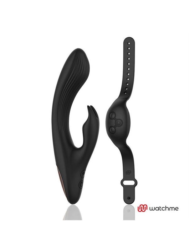 Черный вибратор-кролик с пультом-часами Anne's Desire Rabbit Vibe Wireless Watchme (20,5 см)