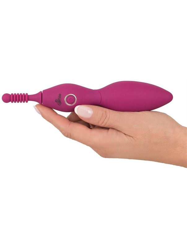 Ярко-розовый клиторальный вибратор с 3 насадками Spot Vibrator with 3 Tips (17,9 см)