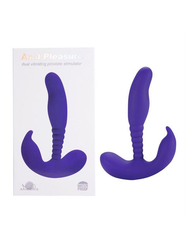 Фиолетовый стимулятор простаты Anal Pleasure Dual Vibrating Prostate Stimulator - 13,5 см.