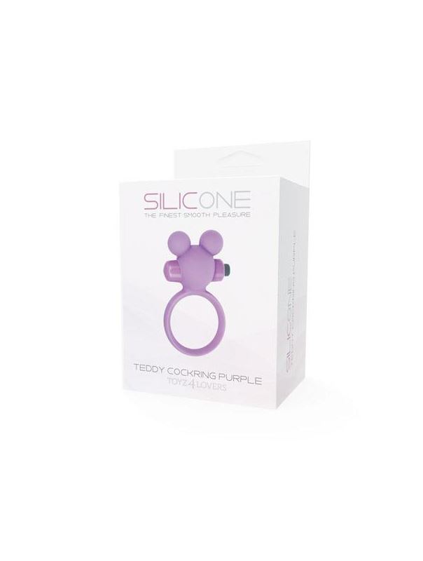 Фиолетовое эрекционное виброкольцо TEDDY COCKRING SILICONE