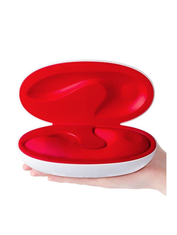 Красный вибратор Sense Vibe Warm с клиторальным отростком (16 см)