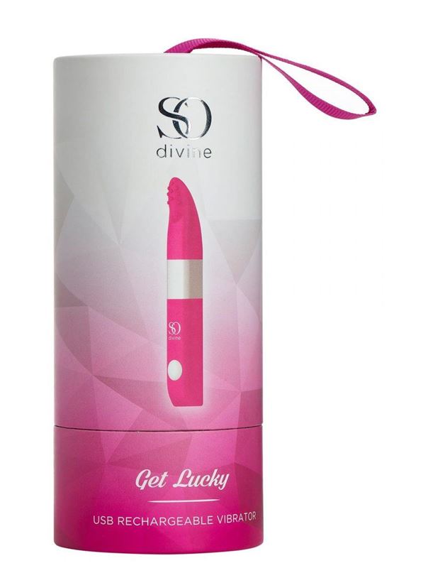 Ярко-розовый вибростимулятор Get Lucky USB Vibrator (12 см)