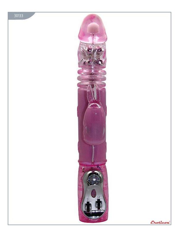 Розовый вибратор EROTICON VERVE RABBIT с металлическими шариками (29 см)