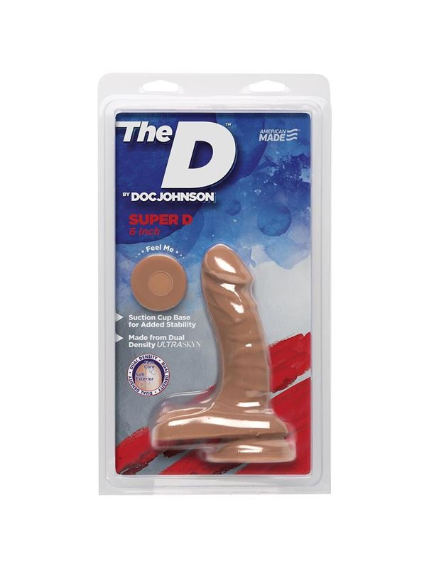 Бежевый фаллоимитатор с мошонкой на присоске The D - Super D 6" Caramel (16,5 см)