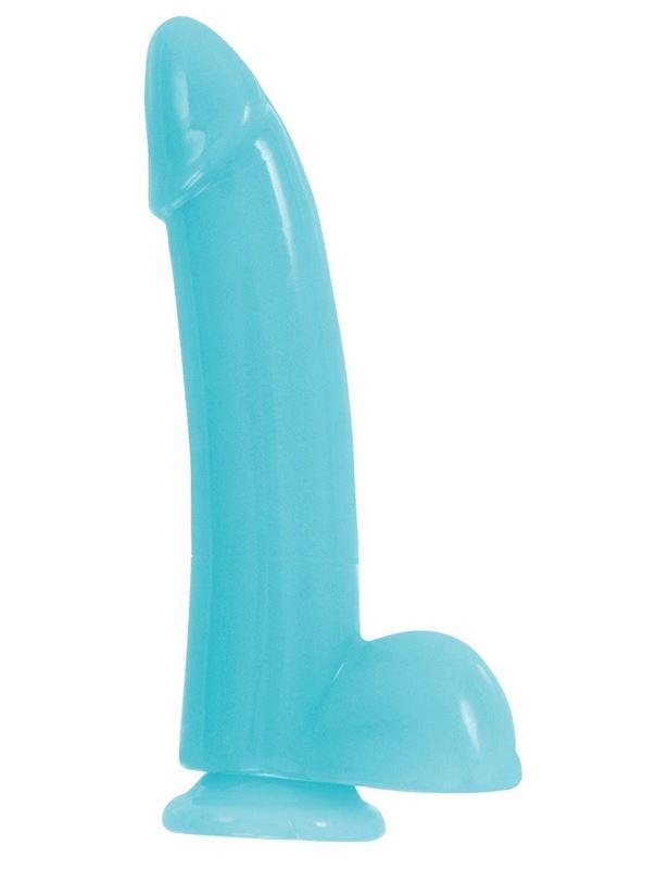 Голубой фаллоимитатор на присоске Firefly Smooth Glowing Dong 8 Blue - 22,3 см.