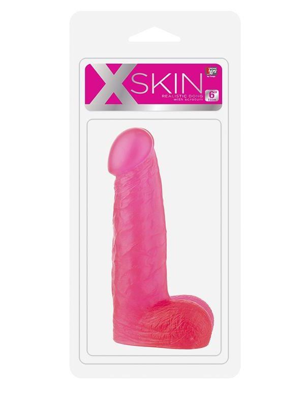 Розовый фаллоимитатор XSKIN 6 PVC DONG - 15,2 см.