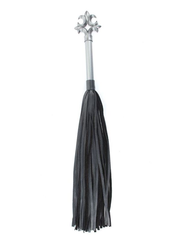 Черная плетка Gray из натуральной кожи в готическом стиле (63 см)