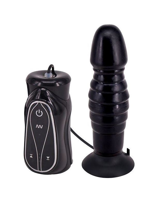 Чёрный анальный вибратор на присоске Pleasure Thrust (14 см)