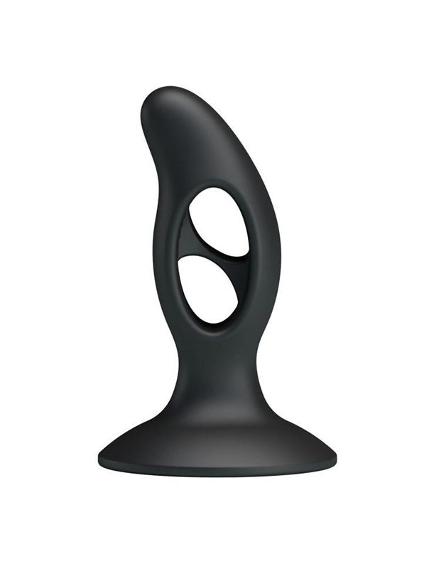 Чёрный массажёр простаты Silicone Butt Plug - 9,3 см.