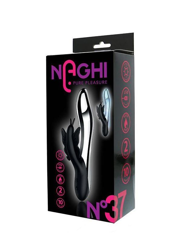 Черный вибратор с подсветкой NAGHI NO.37 RECHARGEABLE LIGHT-UP VIBE (24 см)