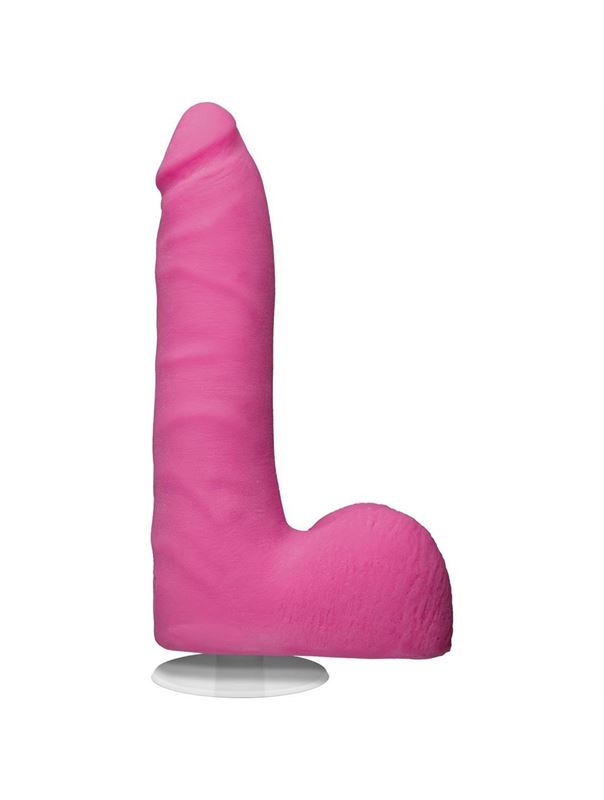 Розовый фаллоимитатор на присоске Revolution 7 Slim Realistic W/Balls - 17,78 см.