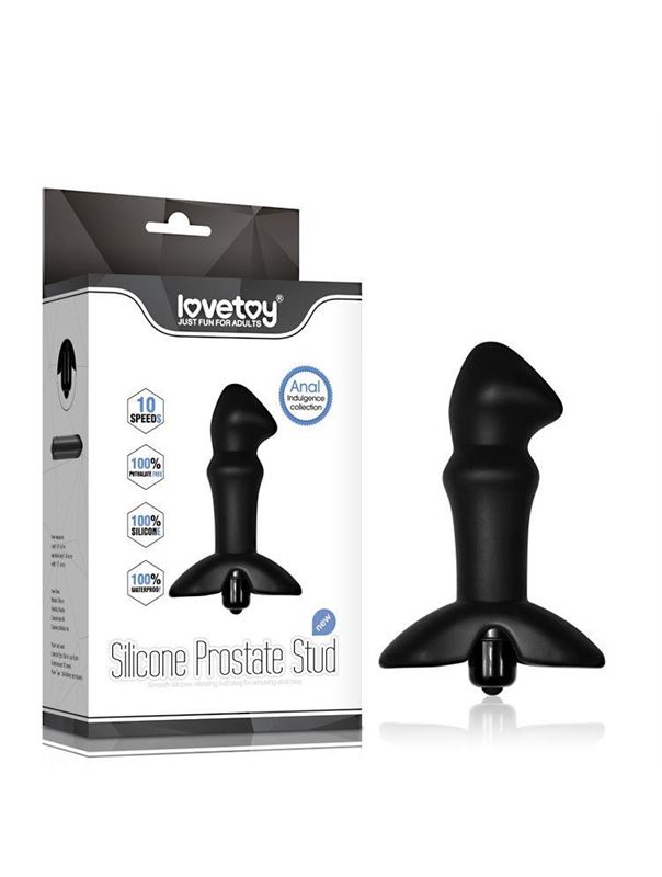 Черный массажер простаты Prostate Stud с вибрацией (11,4 см)
