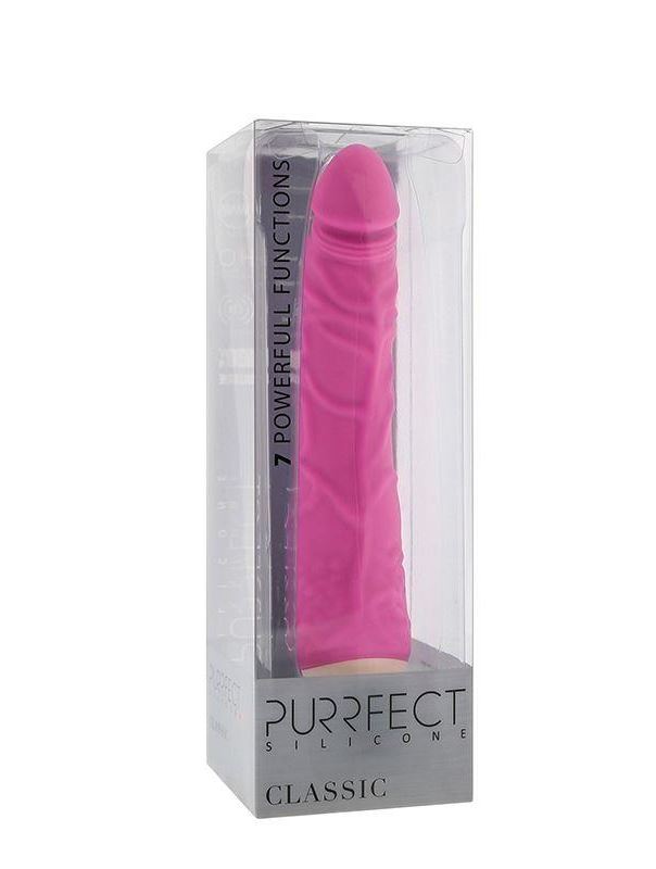 Розовый вибратор-реалистик с венками PURRFECT SILICONE CLASSIC 7.1INCH PINK - 18 см.