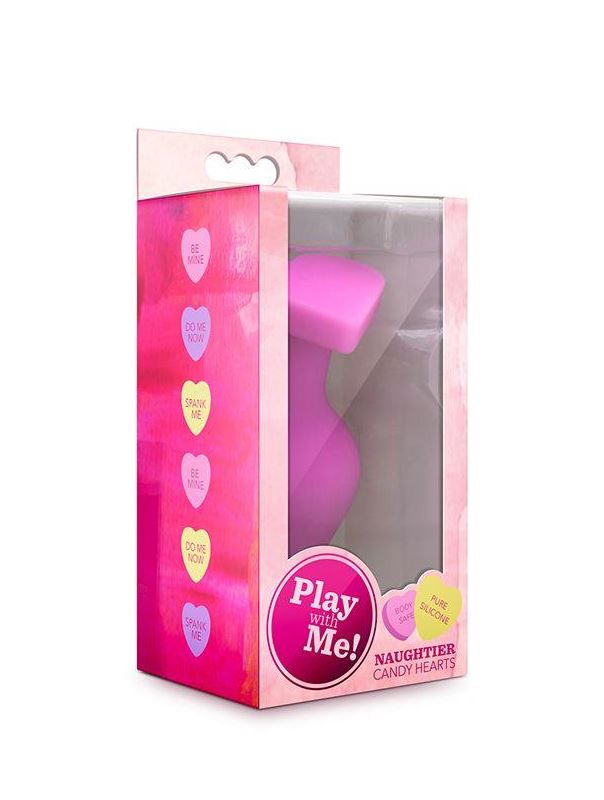 Розовый анальный плаг с основанием-сердечком NAGHTIER CANDY HEART RIDE ME - 10,6 см.