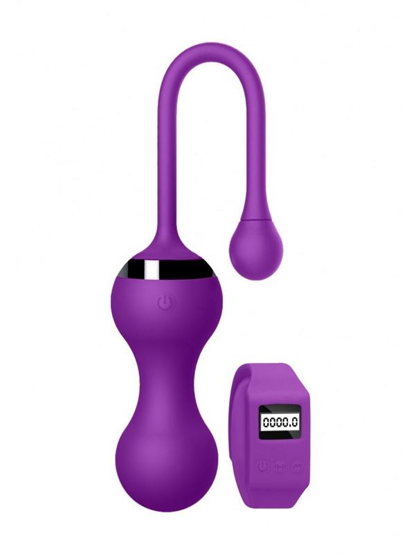 Фиолетовые вагинальные шарики Kegel Egg с браслетом