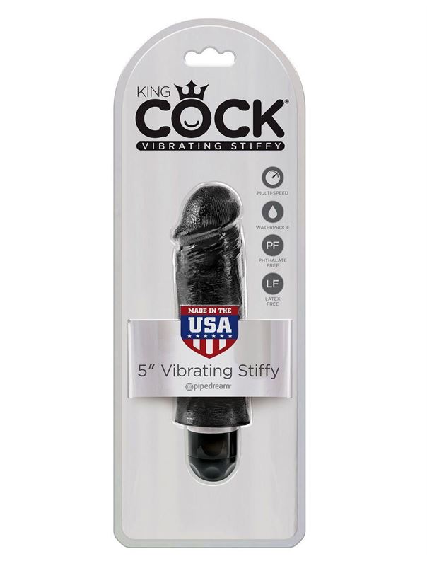 Чёрный вибратор-реалистик 5" Vibrating Stiffy - 16,5 см.