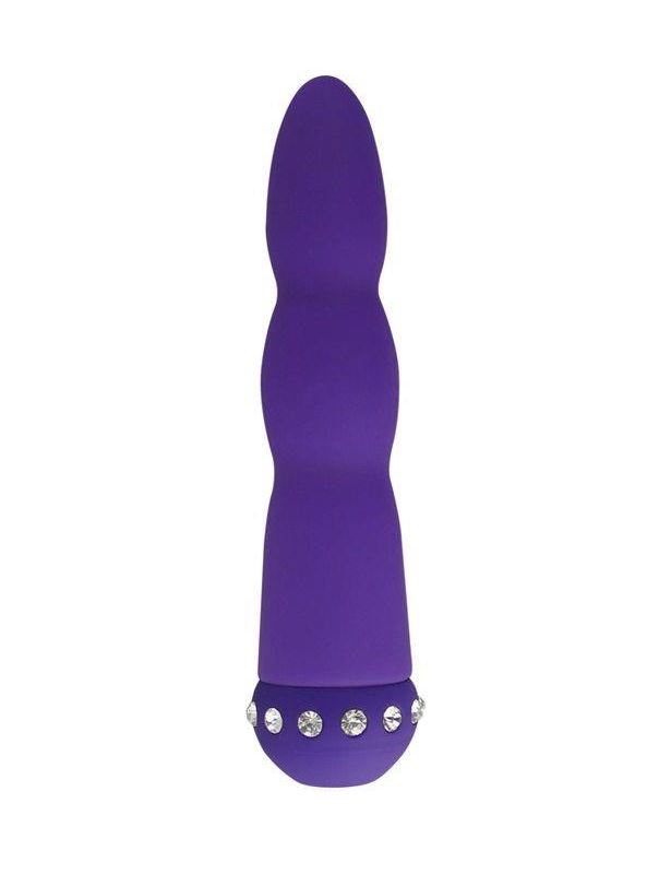 Фиолетовый вибратор WAVY WAND со стразами (14 см)