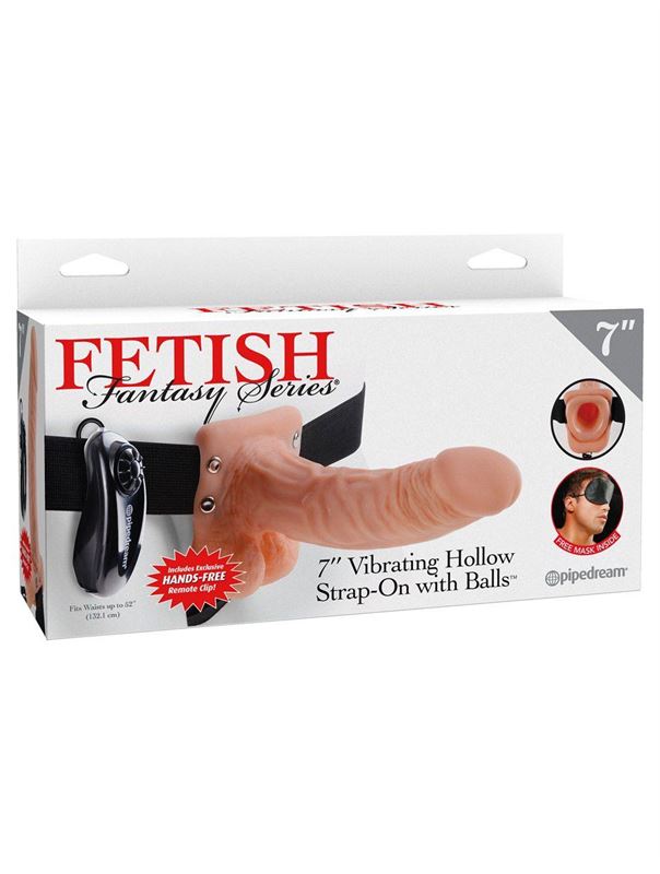 Полый страпон с креплением Vibrating Hollow Strap-On with Balls (18,9 см)