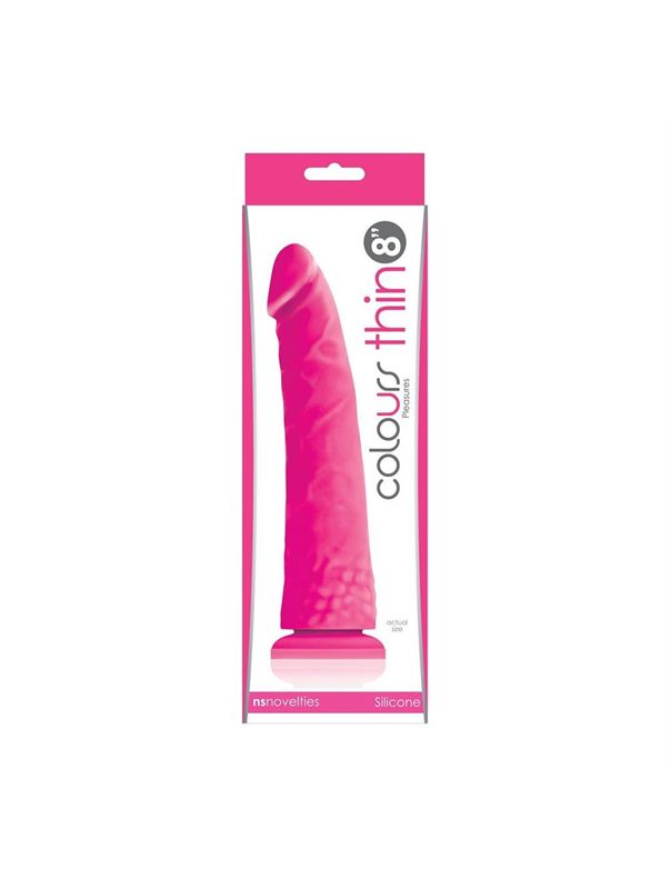 Розовый фаллоимитатор без мошонки Pleasures Thin 8 Dildo - 20 см.