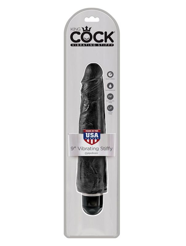 Чёрный вибратор-реалистик 9 Vibrating Stiffy - 27,9 см.