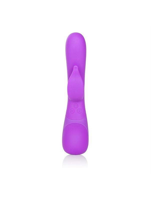 Фиолетовый вибромассажер Impress Dove со стимуляцией клитора - 18 см.