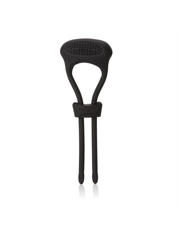 Чёрное эрекционное лассо с вибрацией Silicone Ultimate Lasso