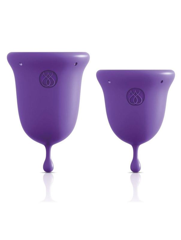 Подарочный набор: розовый тренажер Кегеля Magic Kegel Coach и фиолетовые менструальные чаши