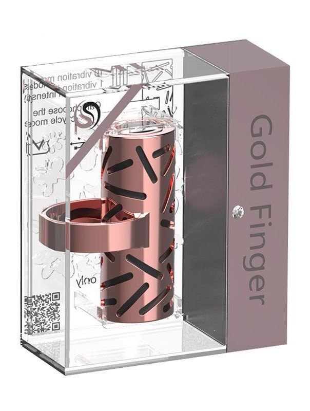 Черная вибропуля на палец Gold Finger в металлическом корпусе