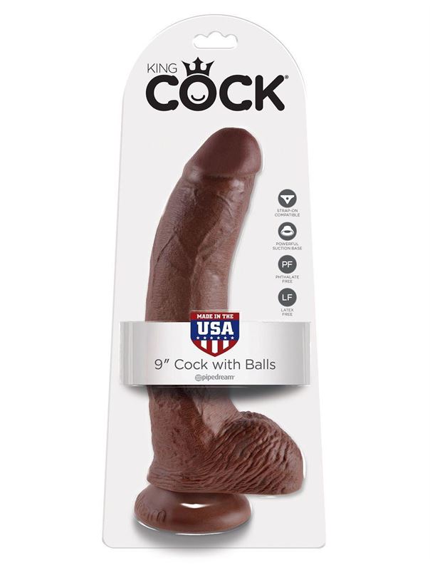 Коричневый фаллоимитатор 9" Cock with Balls (22,9 см)
