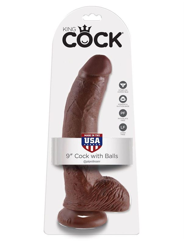 Коричневый фаллоимитатор Cock with Balls 9 (22,9 см)